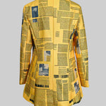 Long Sleeves Newspaper Print Split-Joint Lapel Blazer Suits