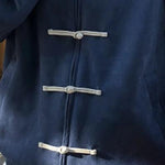 Long Sleeves Contrast Color Frog Closures Zipper Stand Collar Jackets Outerwear