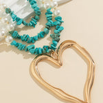 Beaded Contrast Color Heart Shape Dainty Necklace Necklaces Accessories