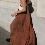Loose Sleeveless Contrast Color Split-Joint Deep V-Neck Maxi Dresses