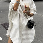 Long Sleeves Loose Buttoned Striped Lapel Blouses&Shirts Tops
