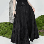 A-Line Irregular Clipping High-Waisted Pleated Solid Color Skirts