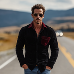 Men's Classic Vintage-style Faux Velvet Long-sleeved Shirt