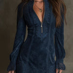 Lunori™ | Aurora Suede Mini Dress with Lace