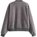 Stand Collar Loose Long Sleeve Ribbed Flight Jacket