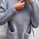 Solid Color Long Sleeve Zipper Pocket Casual Knitted Cardigan
