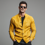 Men's Classic Casual Faux Suede Stand-collar Long-sleeved Shirt