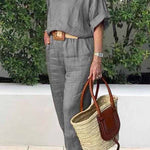 Casual Elegant Solid V Neck Short Sleeve Two Pieces