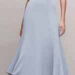 Quiet Luxury Powder Blue Knit Midi Dress With Flare Hem