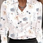 Temperamental Printed Simple Shirt Collar Ladies Top