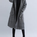 Loose Plaid Woolen Hood Coat