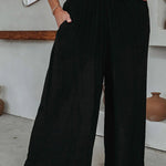 Travel Halfway Smocked Pocketed Wide Leg Pants