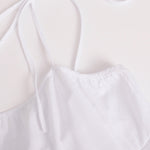 A-Line High Waisted Backless Layered Pleated Solid Color Spaghetti-Neck Mini Dresses