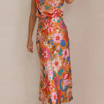 Fascinating Day Floral Halter Neck Elastic Waist Maxi Dress