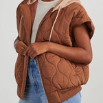 Fall and Forever Zipper Pocket Hooded Quilted Cotton Vest