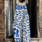 Sardines Japanese Vintage Art Linen Blend Jumpsuit