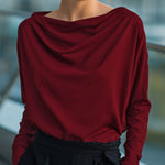 Long Sleeves Loose Solid Color Heaps Collar Blouses&Shirts Tops