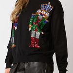 Christmas Soldier Sequined Fashion Casual Sweatshirt