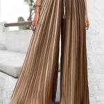 High Waist Casual Pants Drape Pleated Wide Leg Trousers