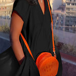 Loose Short Sleeves Pleated Pockets Solid Color Split-Joint V-Neck Maxi Dresses