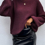 Loose Drop Shoulder Lantern Sleeve Oversized Knit Sweater