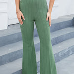 Solid striped skinny bootcut high-waisted athleisure trousers