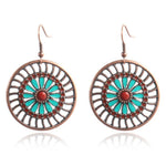 Fashion Round Cutout Flower Earrings