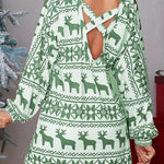 Long Sleeves Puff Sleeves Animal Printed Contrast Color Flower Print One-Shoulder Mini Dresses