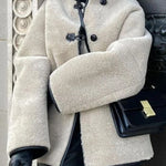 Round Neck Long Sleeve Faux Fur Coat