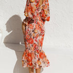Latisha Floral Smocked Waist Midi Dress