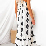 Bow Knot One Shoulder Printed Ruffle Maxi Dress