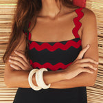 A-line High Waisted Contrast Color Zipper Square-neck Maxi Dresses Midi Dresses