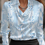 Temperamental Printed Simple Shirt Collar Ladies Top