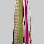 Loose Wide Leg Contrast Color Drawstring Printed Striped Casual Pants Bottoms Trousers