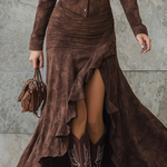 Retro Irregular Ruffle Hem Maxi Dress