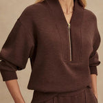 Meet The Autumn Ribbed Zipper Neck Sweatshirt and Elastic Waist Pocketed Loose Pants Set
