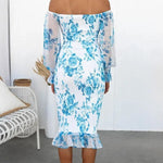 Shine Bright Floral Off Shoulder Smocked Waist Midi Dress