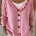 Women's Lace V-Neck Button Knitted Cardigan Sweater