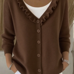Women's Lace V-Neck Button Knitted Cardigan Sweater