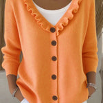 Women's Lace V-Neck Button Knitted Cardigan Sweater