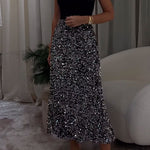 Glam High Rise Sequin Midi Skirt