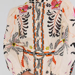 Puff Long Sleeves Button Up Floral Print Ruffle Mini Dress
