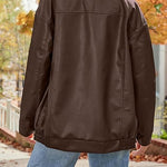 Margovil Lapel Zip Up Faux Leather Pocketed Jacket