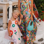 Tie Knot One Shoulder Unique Print Maxi Vacation Dress