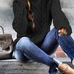 Margovil Mockneck Solid Cable Knit Pullover Sweater