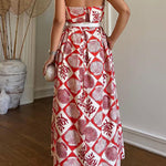 Strapless Tube Marine Life Print Maxi Dress