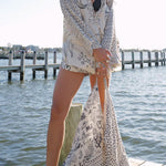 Margovil Collared V Neck Shirt and Side Slit Shorts Vitamin Sea Print Set