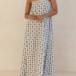 Margovil Strapless Color Block Loose Fit Maxi Dress