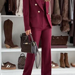 Notch Collar Double Breasted Tailored Blazer
