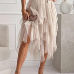 Margovil High Rise Mesh Layered Midi Skirt